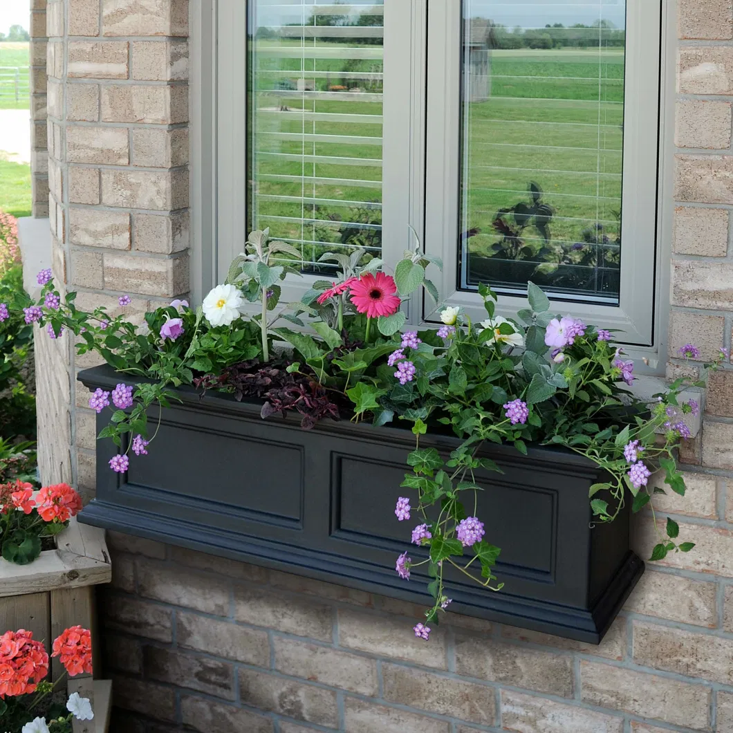 Black Polyethylene Planter Built in Water Reservoir Window Box