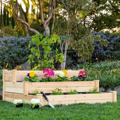 5 Types de lit de jardin en bois de sapin résiste à la pourriture, Patio d'arrière-cour, boîte de plantation de fleurs et de légumes surélevés